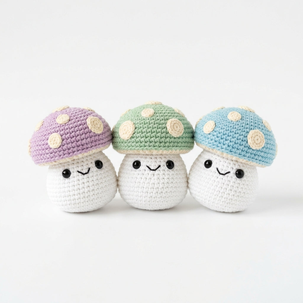 Besties Hand Crafted & More - Handmade Crochet Pop-Up Forest Mushroom Plushie Trio
