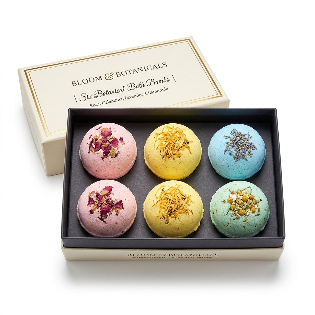 Besties Hand Crafted & More - Botanical Aromatherapy Bath Bomb Gift Set (6-Pack)